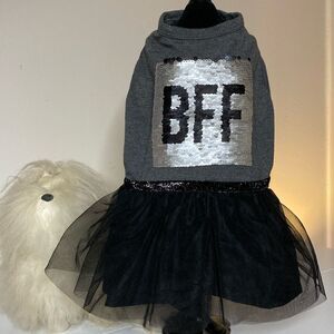 Sequin Tulle Tutu Skirt BFF Heart Dog Dress